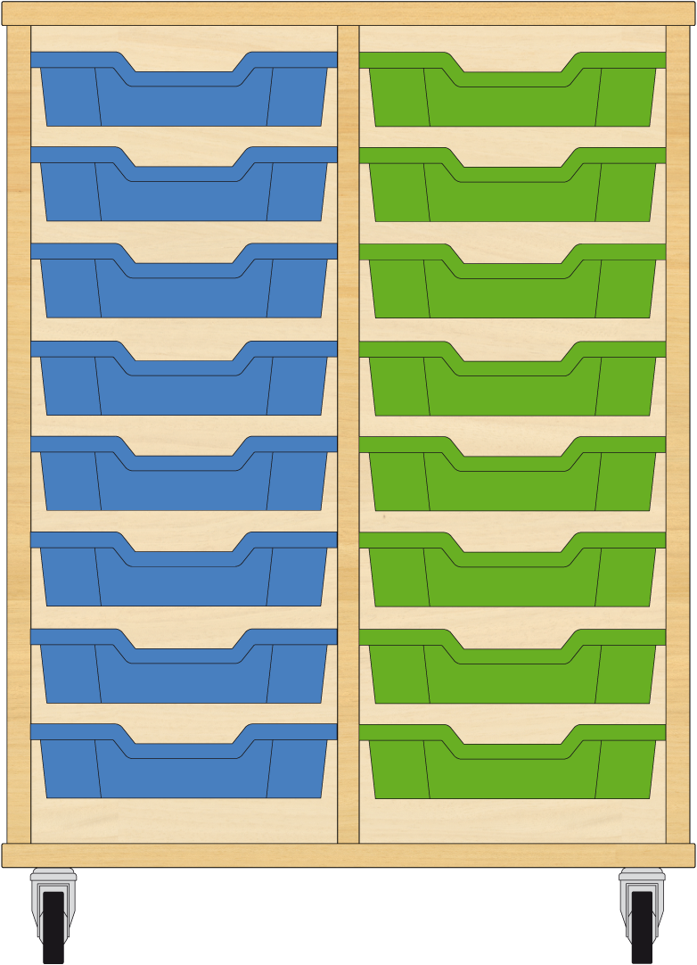 Storix Eigendomskast beuken 2 kol. 8 laden blauw groen Schooldirect