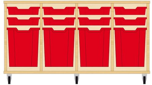 Storix Materiaalkast 51 wit, B1390xH684xD465 - laden rood