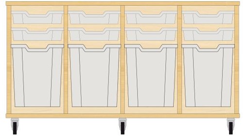 Storix Materiaalkast 51 wit. B1390xH684xD465 - laden transparant