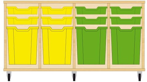 Storix Materiaalkast 51 wit, B1390xH684xD465 - laden geel-geel-groen-groen