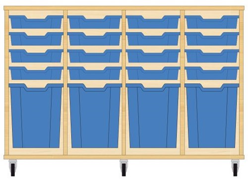 Storix Materiaalkast 51 wit, B1390xH856xD465 - laden blauw