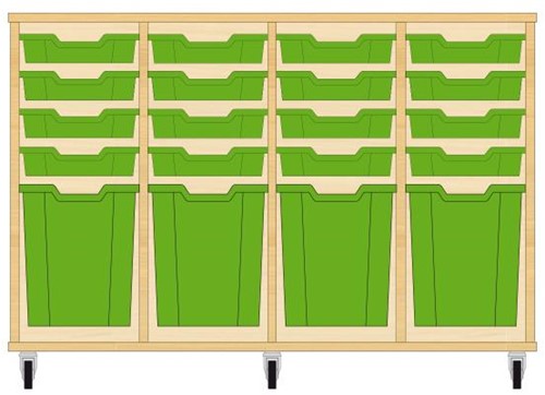 Storix Materiaalkast 51 wit, B1390xH856xD465 - laden groen