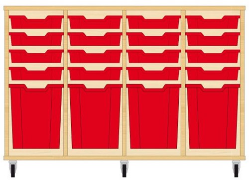 Storix Materiaalkast 51 wit, B1390xH856xD465 - laden rood