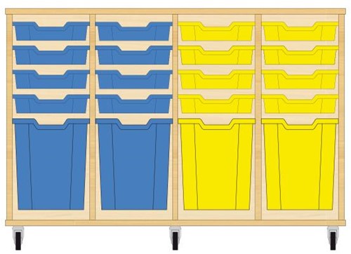 Storix Materiaalkast 51 wit, B1390xH856xD465 - laden blauw-blauw-geel-geel