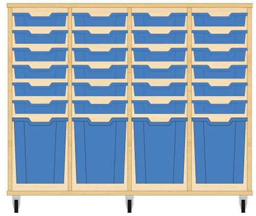 Storix Materiaalkast 51 wit, B1390xH1028xD465 - laden blauw