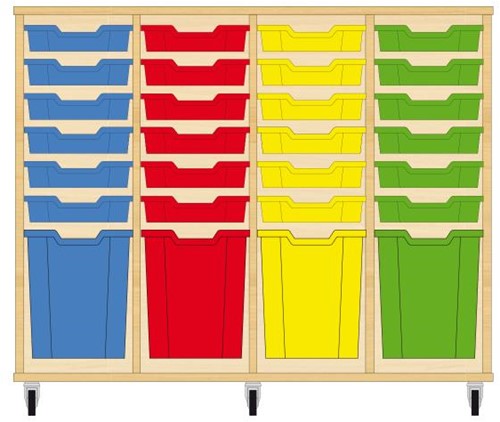 Storix Materiaalkast 51 wit, B1390xH1028xD465 - laden blauw-rood-geel-groen