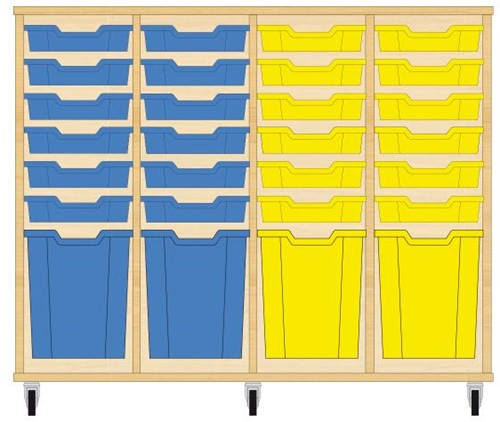 Storix Materiaalkast 51 wit, B1390xH1028xD465 - laden blauw-blauw-geel-geel