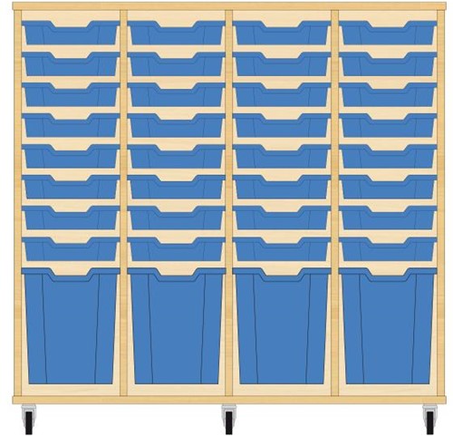 Storix Materiaalkast 51 wit, B1390xH1200xD465 - laden blauw