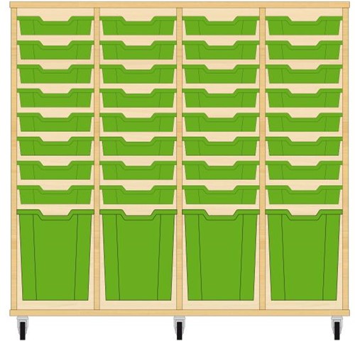 Storix Materiaalkast 51 wit, B1390xH1200xD465 - laden groen