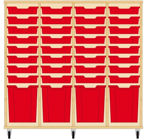 Storix Materiaalkast 51 wit, B1390xH1200xD465 - laden rood