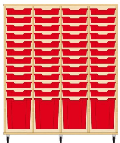 Storix Materiaalkast 51 wit, B1390 x H1458 x D465 mm - laden rood