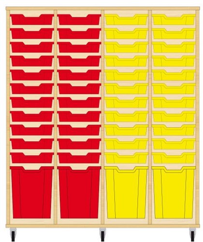 Storix Materiaalkast 51 wit, B1390 x H1458 x D465 mm - laden rood-rood-geel-geel