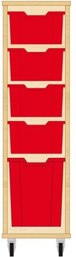 Storix Materiaalkast 52 wit, B370xH1200xD465 - laden rood