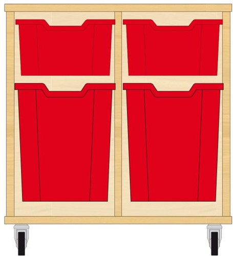 Storix Materiaalkast 52 wit, B710xH684xD465 - laden rood