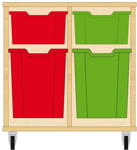 Storix Materiaalkast 52 wit, B710xH684xD465 - laden rood-groen