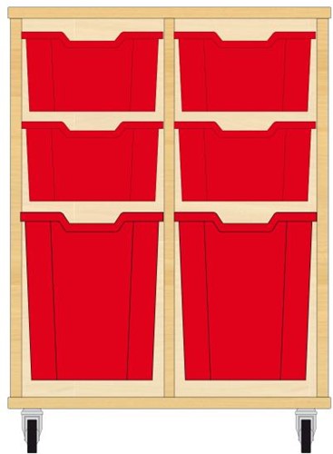 Storix Materiaalkast 52 wit, B710xH856xD465 - laden rood