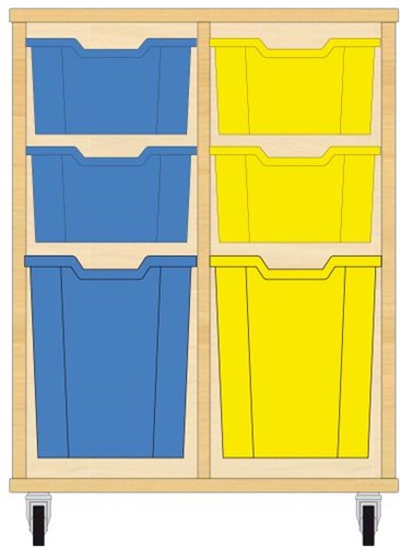 Storix Materiaalkast 52 wit, B710xH856xD465 - laden blauw-geel
