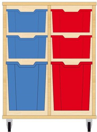 Storix Materiaalkast 52 wit, B710xH856xD465 - laden blauw-rood