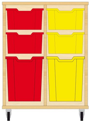 Storix Materiaalkast 52 wit, B710xH856xD465 - laden rood-geel
