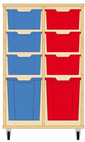 Storix Materiaalkast 52 wit, B710xH1028xD465 - laden blauw-rood