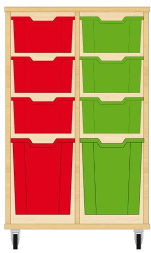 Storix Materiaalkast 52 wit, B710xH1028xD465 - laden rood-groen