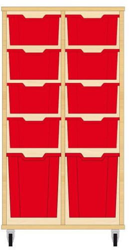 Storix Materiaalkast 52 wit, B710xH1200xD465 - laden rood