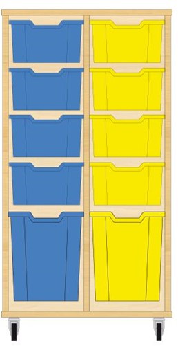 Storix Materiaalkast 52 wit, B710xH1200xD465 - laden blauw-geel