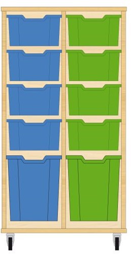 Storix Materiaalkast 52 wit, B710xH1200xD465 - laden blauw-groen