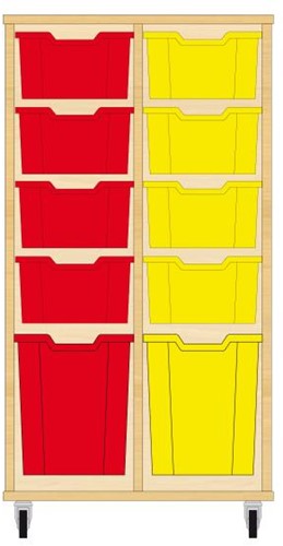 Storix Materiaalkast 52 wit, B710xH1200xD465 - laden rood-geel
