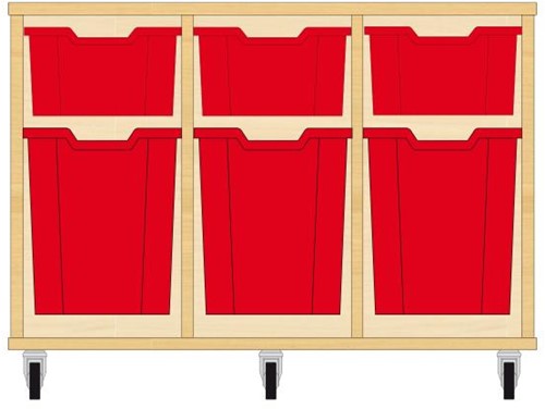 Storix Materiaalkast 52 wit, B1050xH684xD465 - laden rood