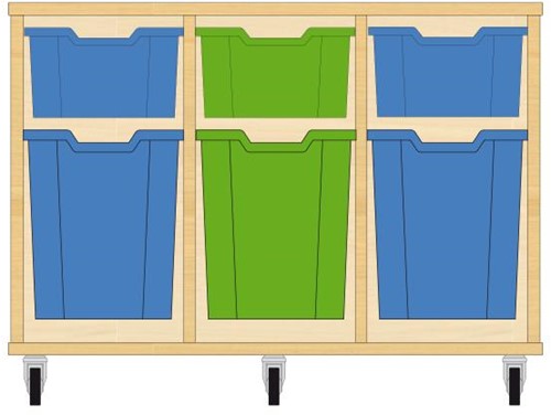 Storix Materiaalkast 52 wit, B1050xH684xD465 - laden blauw-groen-blauw