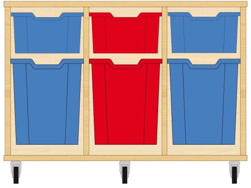 Storix Materiaalkast 52 wit, B1050xH684xD465 - laden blauw-rood-blauw