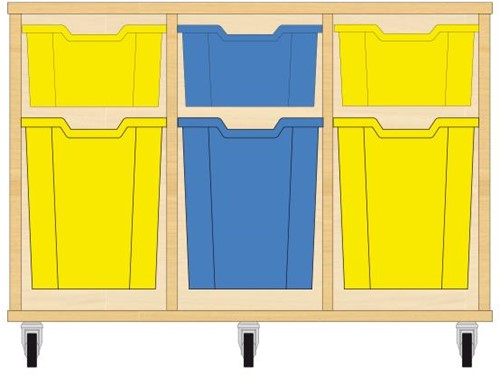 Storix Materiaalkast 52 wit, B1050xH684xD465 - laden geel-blauw-geel