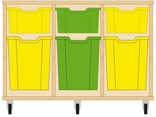 Storix Materiaalkast 52 wit, B1050xH684xD465 - laden geel-groen-geel