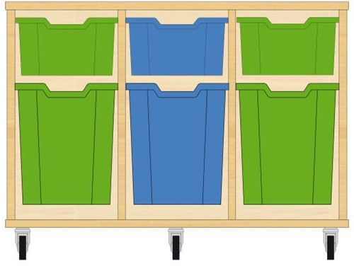 Storix Materiaalkast 52 wit, B1050xH684xD465 - laden groen-blauw-groen