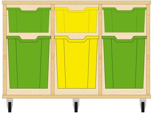 Storix Materiaalkast 52 wit, B1050xH684xD465 - laden groen-geel-groen