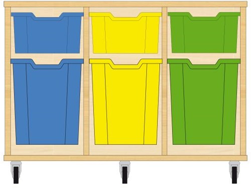 Storix Materiaalkast 52 wit, B1050xH684xD465 - laden blauw-geel-groen