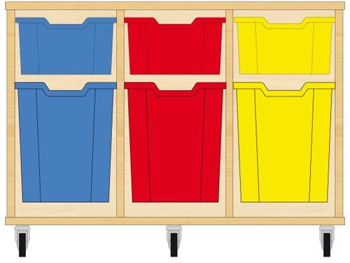 Storix Materiaalkast 52 wit, B1050xH684xD465 - laden blauw-rood-geel