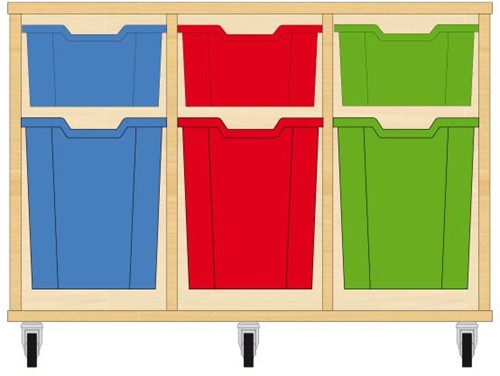 Storix Materiaalkast 52 wit, B1050xH684xD465 - laden blauw-rood-groen