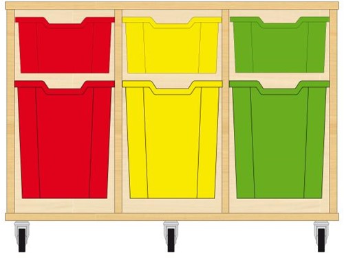 Storix Materiaalkast 52 wit, B1050xH684xD465 - laden rood-geel-groen