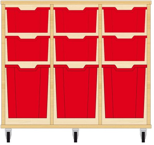 Storix Materiaalkast 52 wit, B1050xH856xD465 - laden rood