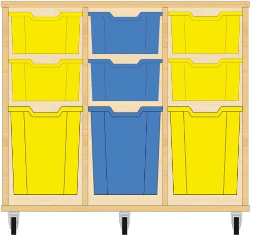 Storix Materiaalkast 52 wit, B1050xH856xD465 - laden geel-blauw-geel