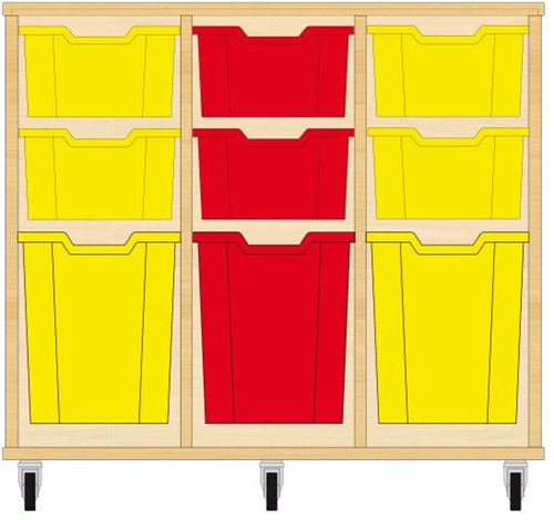 Storix Materiaalkast 52 wit, B1050xH856xD465 - laden geel-rood-geel