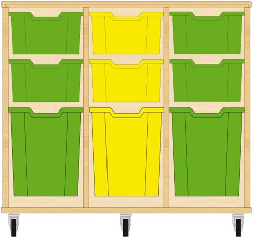 Storix Materiaalkast 52 wit, B1050xH856xD465 - laden groen-geel-groen