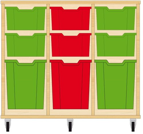 Storix Materiaalkast 52 wit, B1050xH856xD465 - laden groen-rood-groen