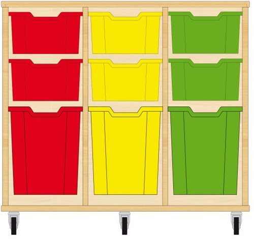 Storix Materiaalkast 52 wit, B1050xH856xD465 - laden rood-geel-groen