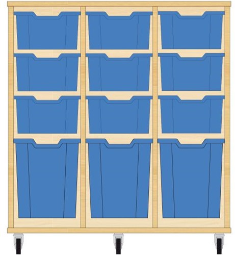 Storix Materiaalkast 52 wit, B1050xH1028xD465 - laden blauw