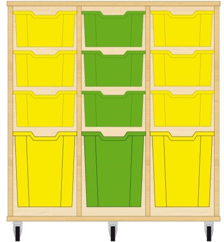 Storix Materiaalkast 52 wit, B1050xH1028xD465 - laden geel-groen-geel