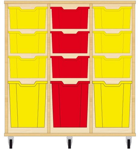 Storix Materiaalkast 52 wit, B1050xH1028xD465 - laden geel-rood-geel