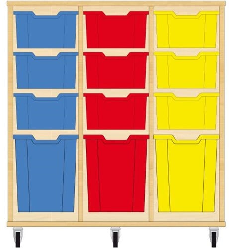 Storix Materiaalkast 52 wit, B1050xH1028xD465 - laden blauw-rood-geel